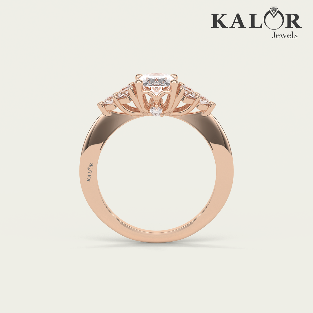 1.69 TCW Timeless Elegance Oval cut vintage style Moissanite Engagement Ring with Round cut Side Stones