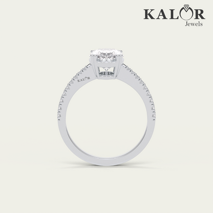 2.15 TCW Timeless Elegance Oval cut pave Moissanite Engagement Ring with Round cut Side Stones